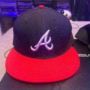Two Atlanta Braves New Era fitted hats size 7 3/8.